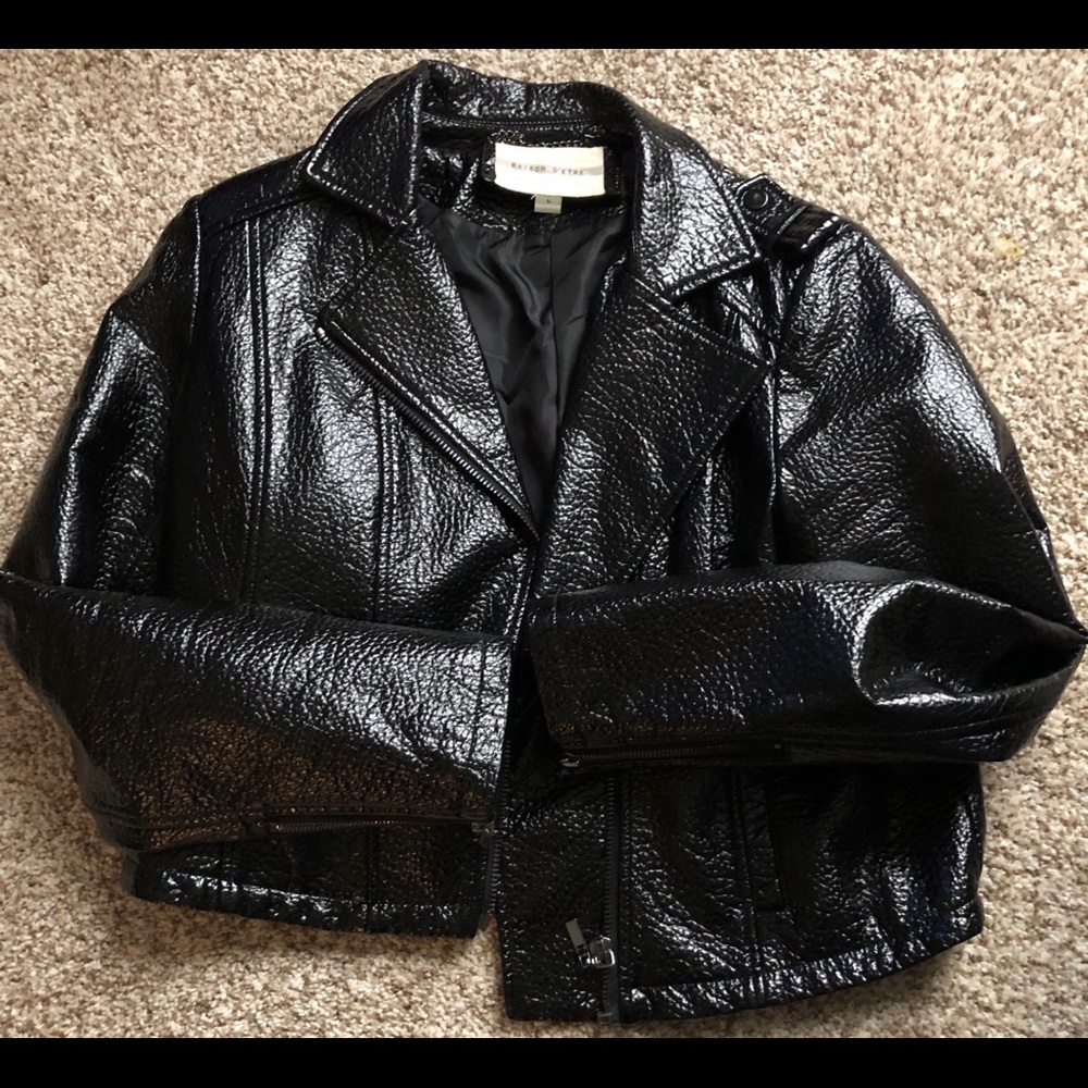 Raison D’etre vegan black moto jacket.